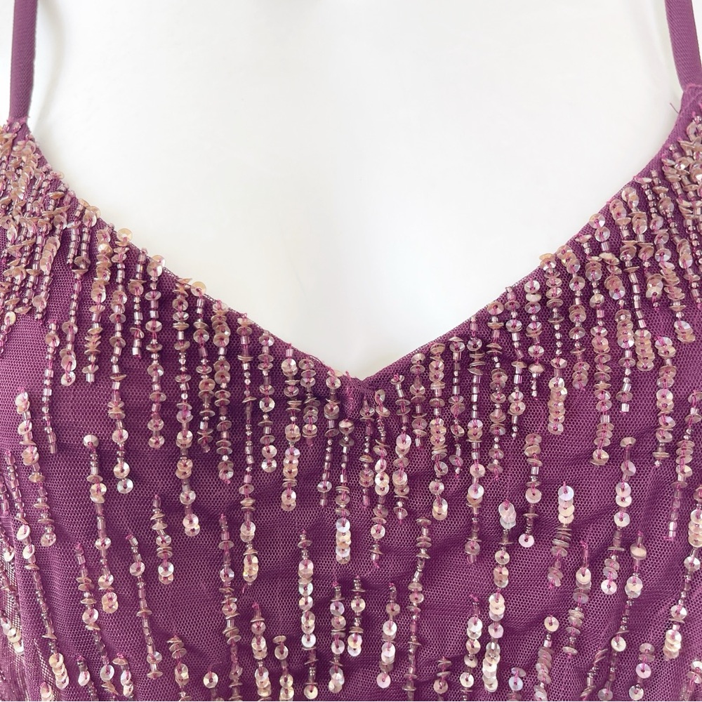Adrianna Papell Dress Size 4 Midi Beaded Flapper Whimsigoth Dark Fairycore - Picture 5 of 13